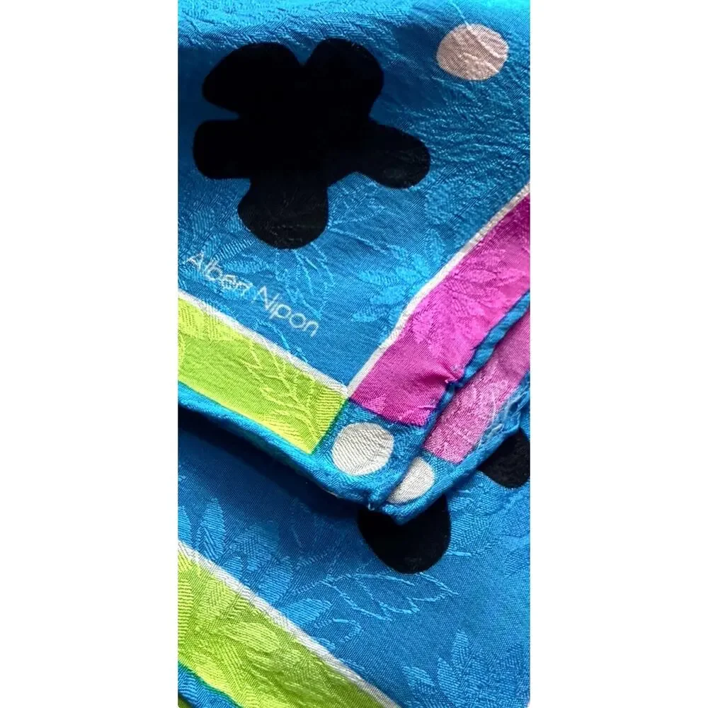 Vintage Albert Nipon Silk Jacquard Scarf 1990s Matisse Cutout Abstract 31x31
